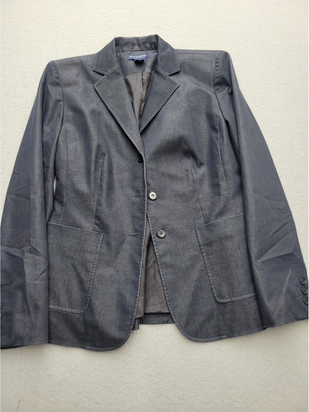 Ann Taylor Women's Coat Size 4 Blue Basic Jacket Denim Solid Regular Casual